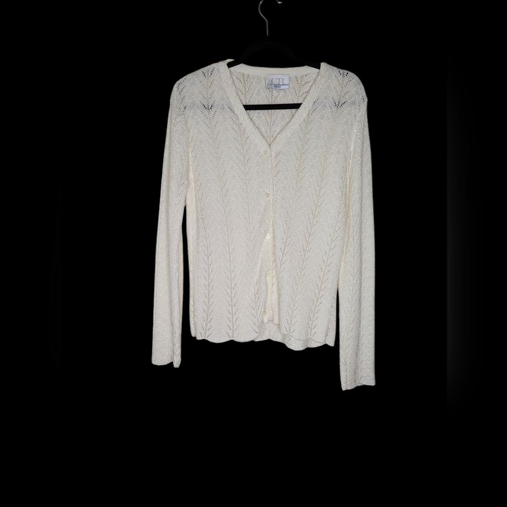 Long sleeve knit white cardigan vintage '90s mall brand size L